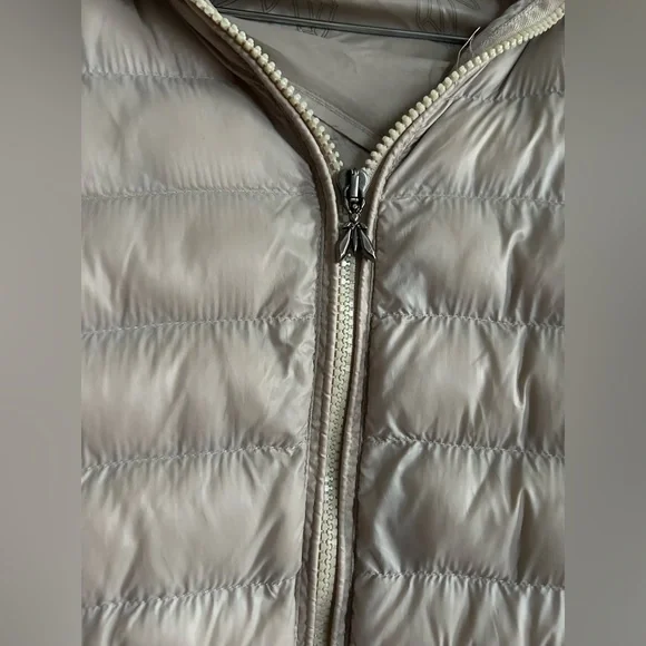 Patrizia Pepe Jacket Woman Beige Tan Detachable Hood Puffer Faux Fur Sz XS or 42 - Picture 4 of 10